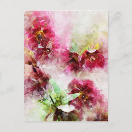 Postal Pintura acuarela de una flor Hellebore