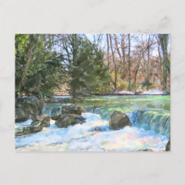 Postal Pintura acuarela del arroyo Eisbach en Munich.