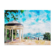 Pintura acuarela del monumento de Niederwald