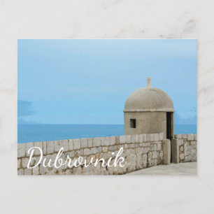 Postal Pintura acuarela del muro de la ciudad de Dubrovni