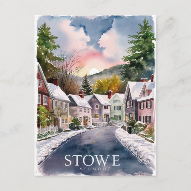 Postal Pintura acuática de Stowe Vermont (Anverso)