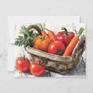 Postal Pintura acuática de una cesta vegetal
