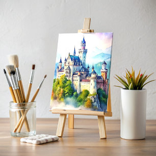 Postal Pintura acuática del castillo de Neuschwanstein