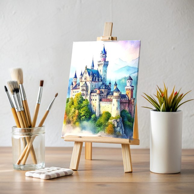 Postal Pintura acuática del castillo de Neuschwanstein (Subido por el creador)