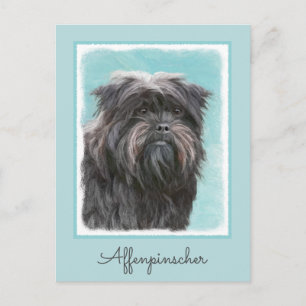 Postal Pintura Affenpinscher - Arte Perro Original Cuto