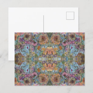 Postal Pintura al Acuarela de Jardín de Flores con Estilo