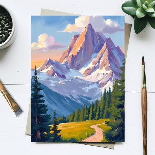 Postal Pintura al Acuarela de la Cordillera Montañosa Nat