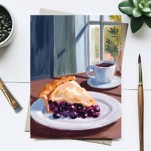 Postal Pintura al Acuarela de Tarta de Arándanos