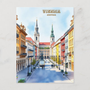 Postal Pintura al acuarela de Viena moderna Austria