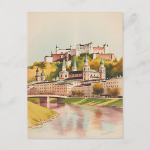Postal Pintura al agua de Salzburgo Austria