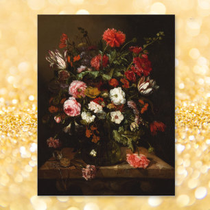 Postal Pintura al óleo de arte fino vintage de flores per