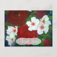 Pintura al óleo de flor de rosa roja Gracias