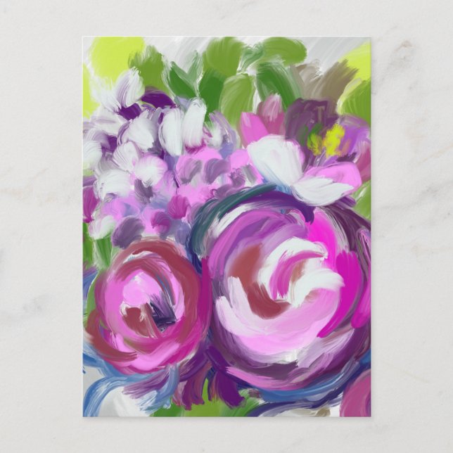 Postal Pintura al óleo de flores (Anverso)