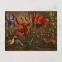 Pintura al óleo de jardín botánico vintage con vid