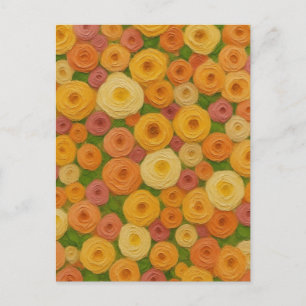 Postal Pintura al óleo de patrón floral continuo de otoño