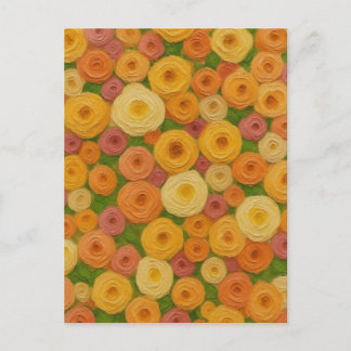 Postal Pintura al óleo de patrón floral continuo de otoño