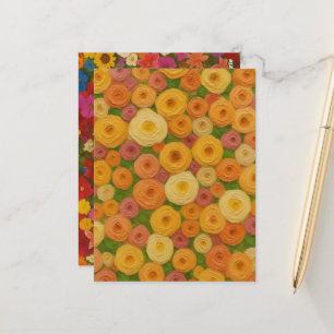 Postal Pintura al óleo de patrón floral continuo de otoño