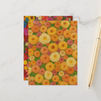 Postal Pintura al óleo de patrón floral continuo de otoño
