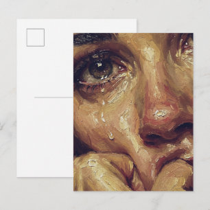 Postal Pintura al óleo de retrato llorando — Texturizada