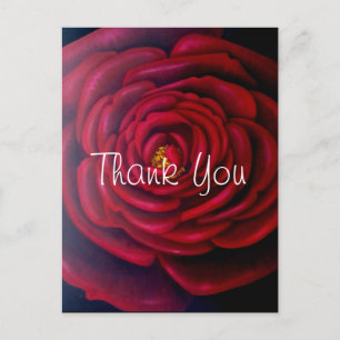 Postal Pintura al óleo de rosa roja agradecimiento
