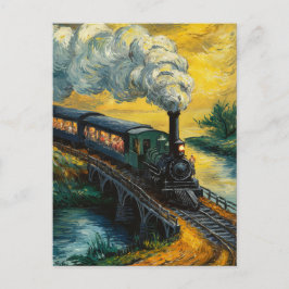 Postal Pintura al óleo de tren de vapor antiguo