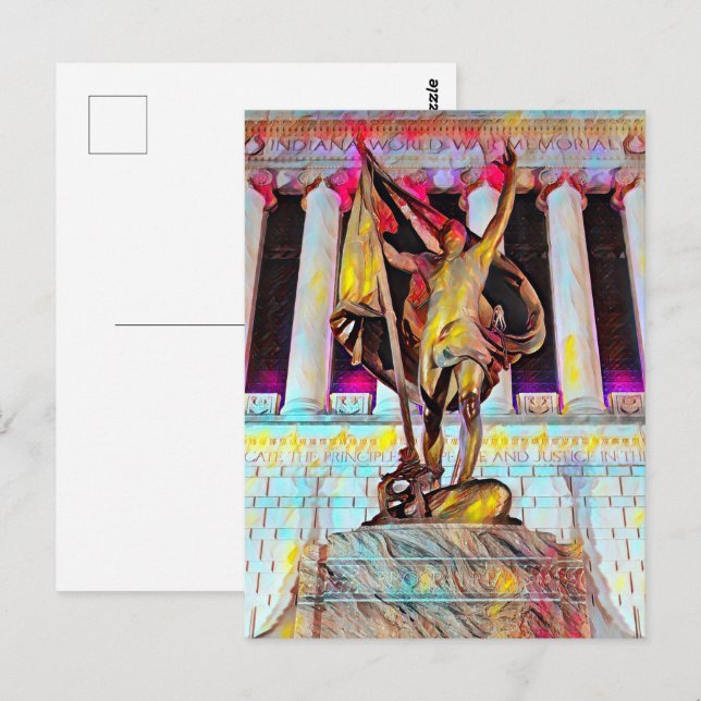 Postal Pintura al óleo del Monumento en Memoria de Guerra (Anverso / Reverso)