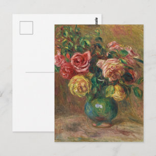 Postal Pintura al óleo floral francesa vintage de Renoir