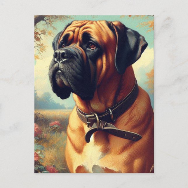 Postal Pintura Antigua de Bullmastiff (Anverso)