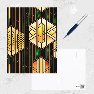 Postal Pintura Art Deco de vidrio manchado de oro