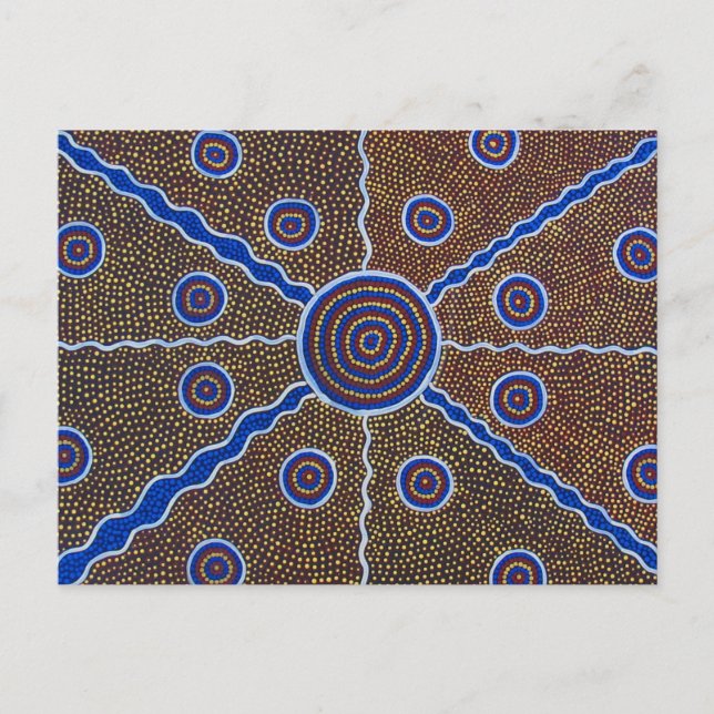 Postal pintura artística aborigen australia diseño abstra (Anverso)