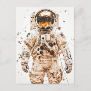 Postal Pintura astronauta