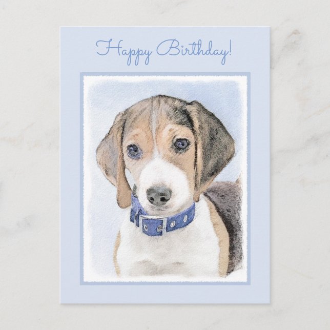 Postal Pintura Beagle - Arte Perro Original Cuto (Anverso)