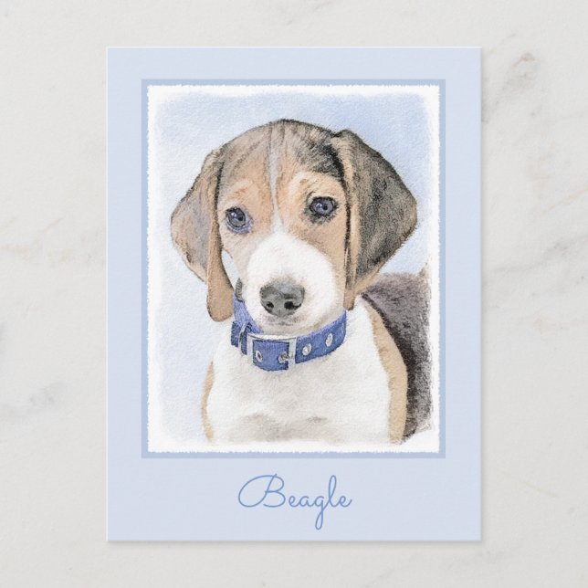Postal Pintura Beagle - Arte Perro Original Cuto (Anverso)