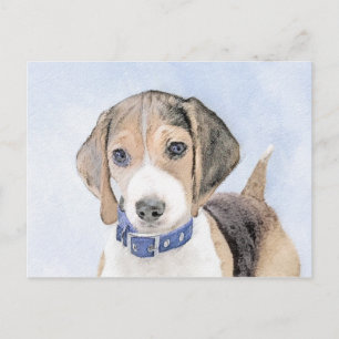 Postal Pintura Beagle - Arte Perro Original Cuto