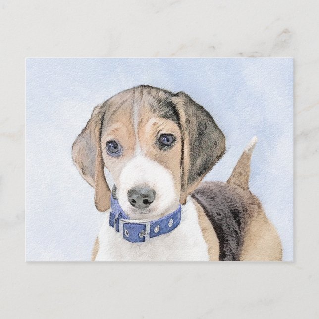 Postal Pintura Beagle - Arte Perro Original Cuto (Anverso)