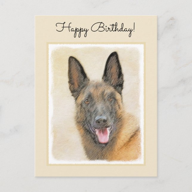 Postal Pintura belga malinois - Arte de perro original (Anverso)