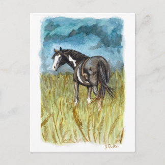 Postal Pintura blanca y negra de color de agua para cabal