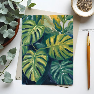 Postal Pintura botánica de hojas de Monstera