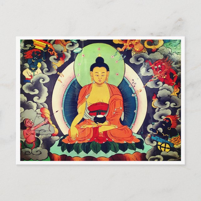 Postal Pintura Buda Shakyamuni, Himalayas, Nepal (Anverso)