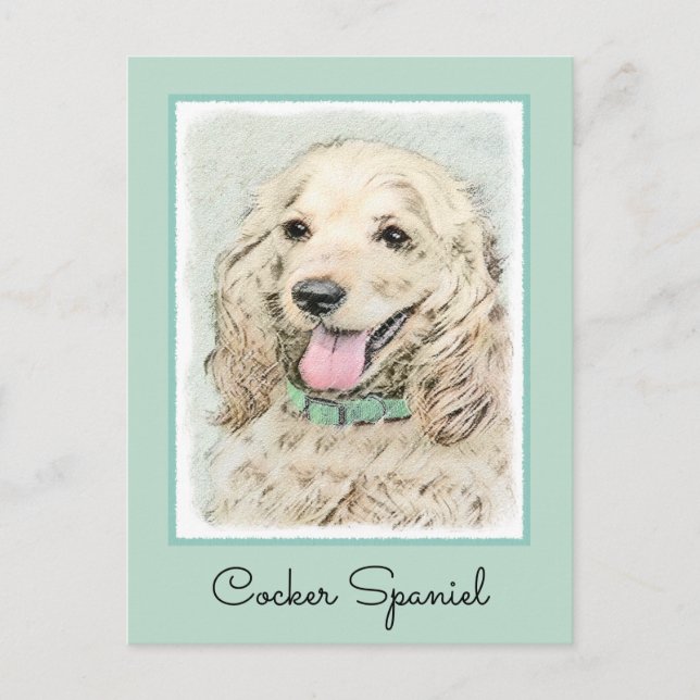 Postal Pintura Buff de Cocker Spaniel - Arte Perro Origin (Anverso)