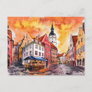 Postal Pintura callejera de Tallín Estonia