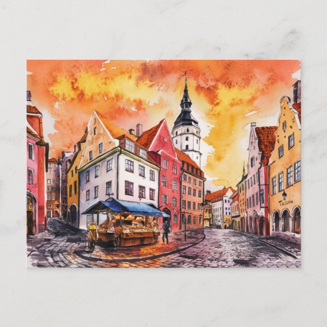 Postal Pintura callejera de Tallín Estonia (Anverso)