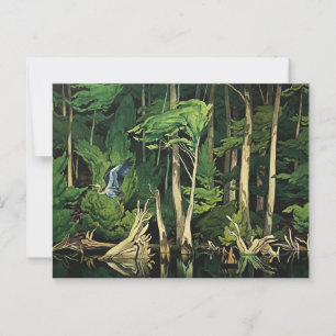 Postal Pintura canadiense de Garza Azul por A J Casson