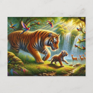 Postal Pintura caprichosa del paraíso de la jungla