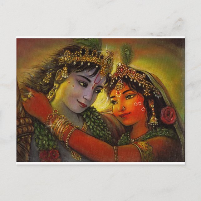 POSTAL PINTURA CLÁSICA DE RADHA KRISHNA (Anverso)