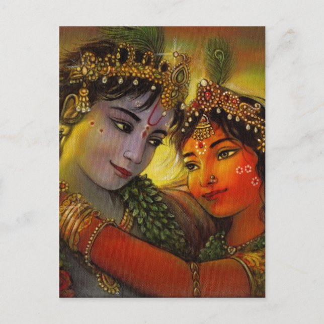 POSTAL PINTURA CLÁSICA DE RADHA KRISHNA (Anverso)