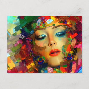 Postal Pintura colorida de mujer