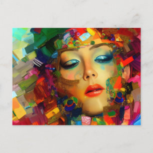 Postal Pintura colorida de mujer