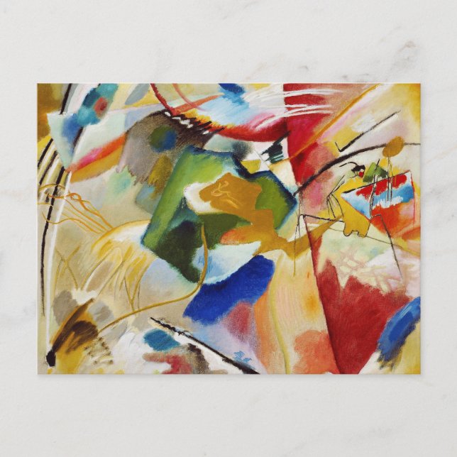 Postal Pintura con centro verde de Wassily Kandinsky (Anverso)