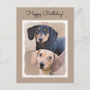Postal Pintura Dachshund (suave) - Arte Perro Original